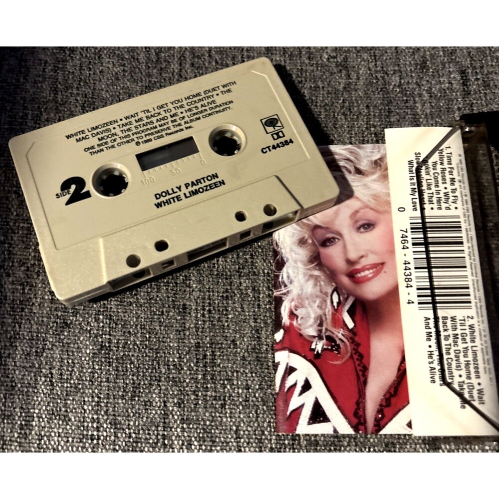 DOLLY PARTON - White Limozeen Cassette Tape 1989 CBS Records Clear Case/Tape